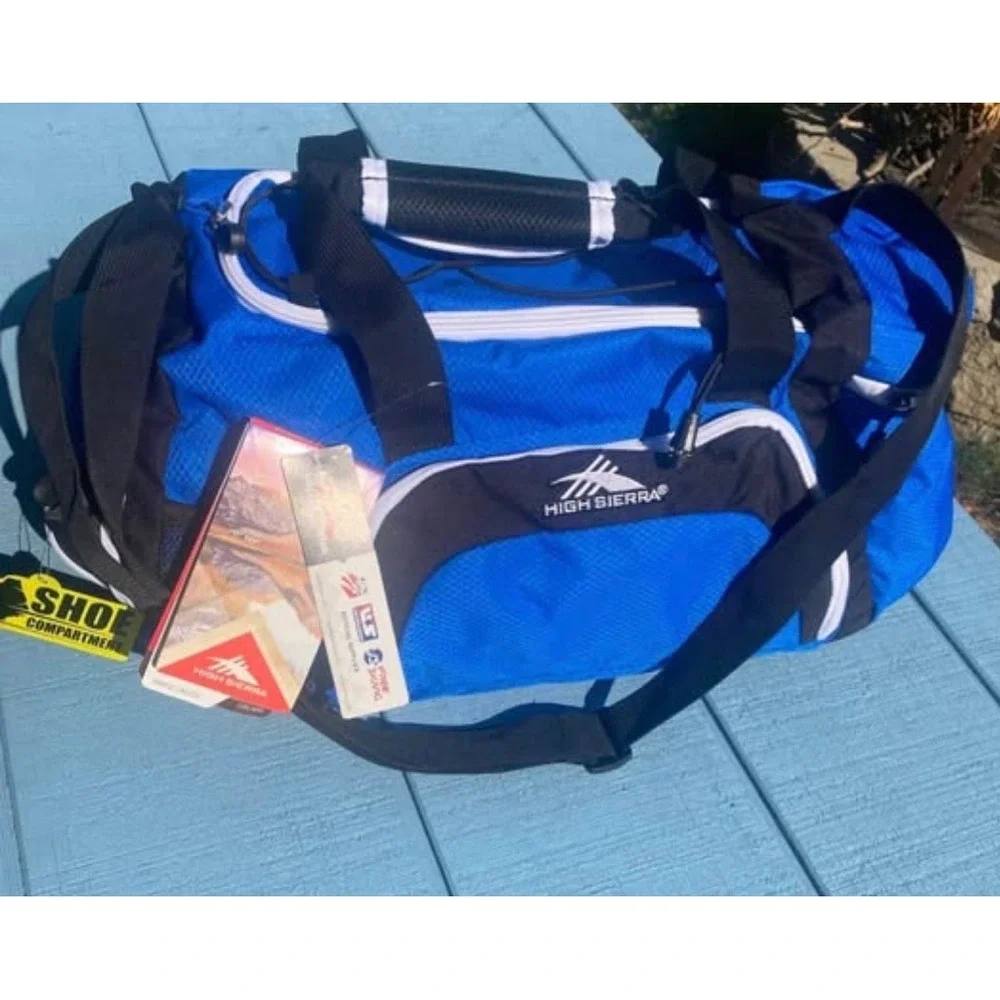 High Sierra Ringleader Blue Black Duffel Bag 64183 Shoe Compartment 30L